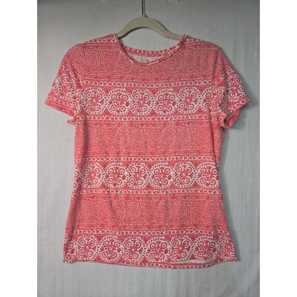 Talbots Tee Women's Small Pink White Short Sleeves Coastal Cotton Spandex